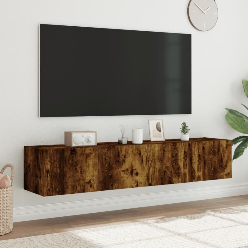 vidaXL TV nástenné skrinky s LED svetlami 2 ks dymový dub 80x35x31 cm