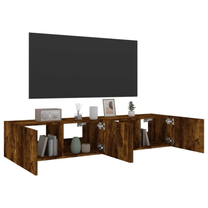 vidaXL TV nástenné skrinky s LED svetlami 2 ks dymový dub 80x35x31 cm