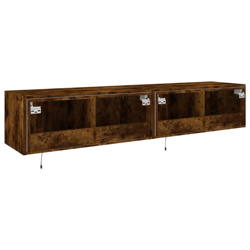 vidaXL TV nástenné skrinky s LED svetlami 2 ks dymový dub 80x35x31 cm