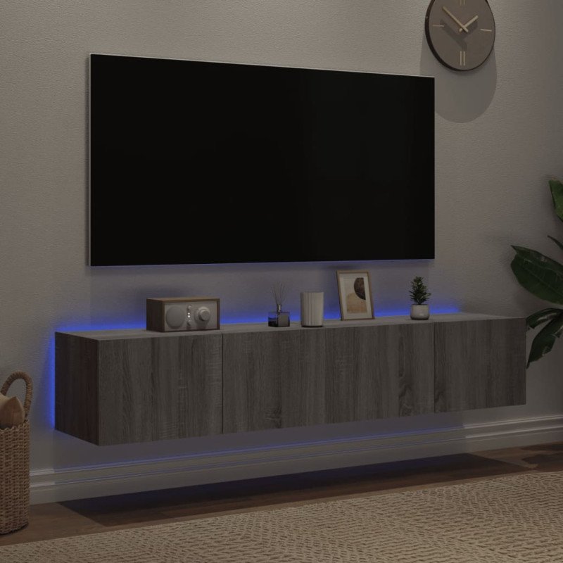 vidaXL TV nástenné skrinky s LED svetlami 2 ks sivé sonoma 80x35x31 cm