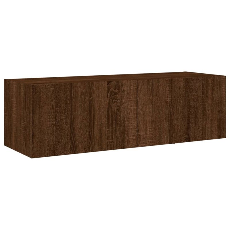 vidaXL TV nástenná skrinka s LED svetlami hnedý dub 100x35x31 cm