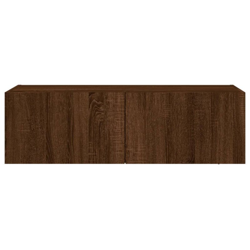 vidaXL TV nástenná skrinka s LED svetlami hnedý dub 100x35x31 cm