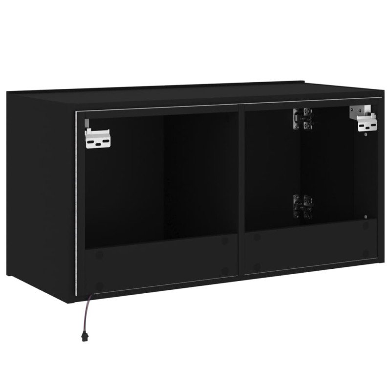 vidaXL TV nástenná skrinka s LED svetlami čierna 80x35x41 cm