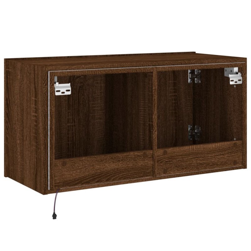 vidaXL TV nástenná skrinka s LED svetlami hnedý dub 80x35x41 cm