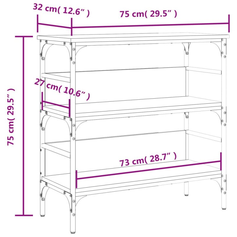 vidaXL Konzolový stolík sivý sonoma 75x32x75 cm kompozitné drevo