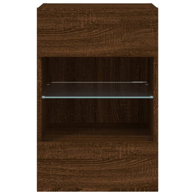 vidaXL TV nástenné skrinky s LED svetlami 2 ks hnedý dub 40x30x60,5cm