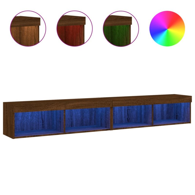 vidaXL TV skrinky s LED svetlami 2 ks hnedý dub 100x30x30 cm