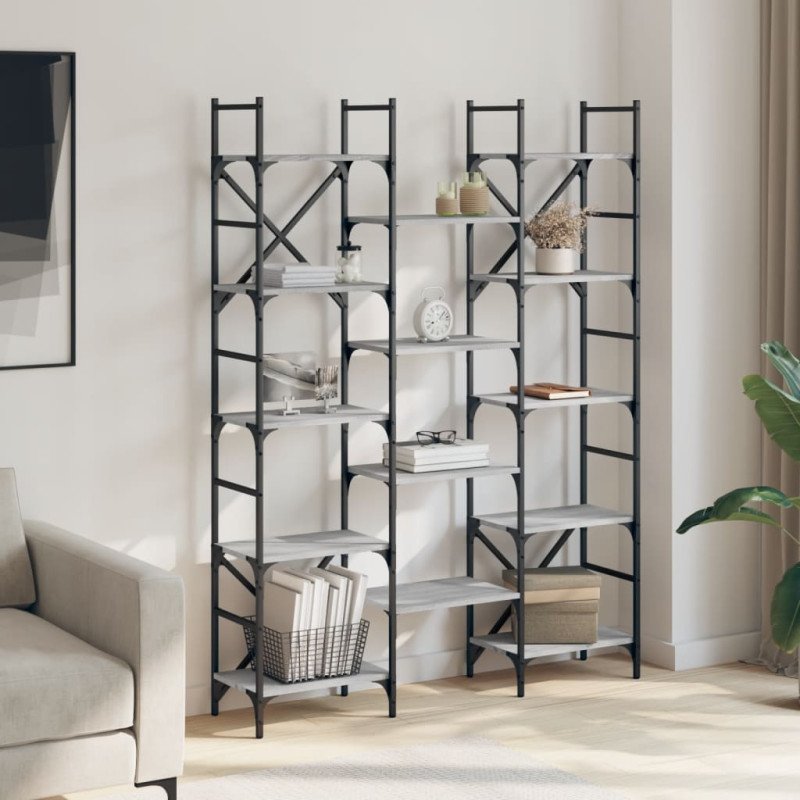 vidaXL Knižnica sivá sonoma 127,5x28,5x172,5 cm kompozitné drevo