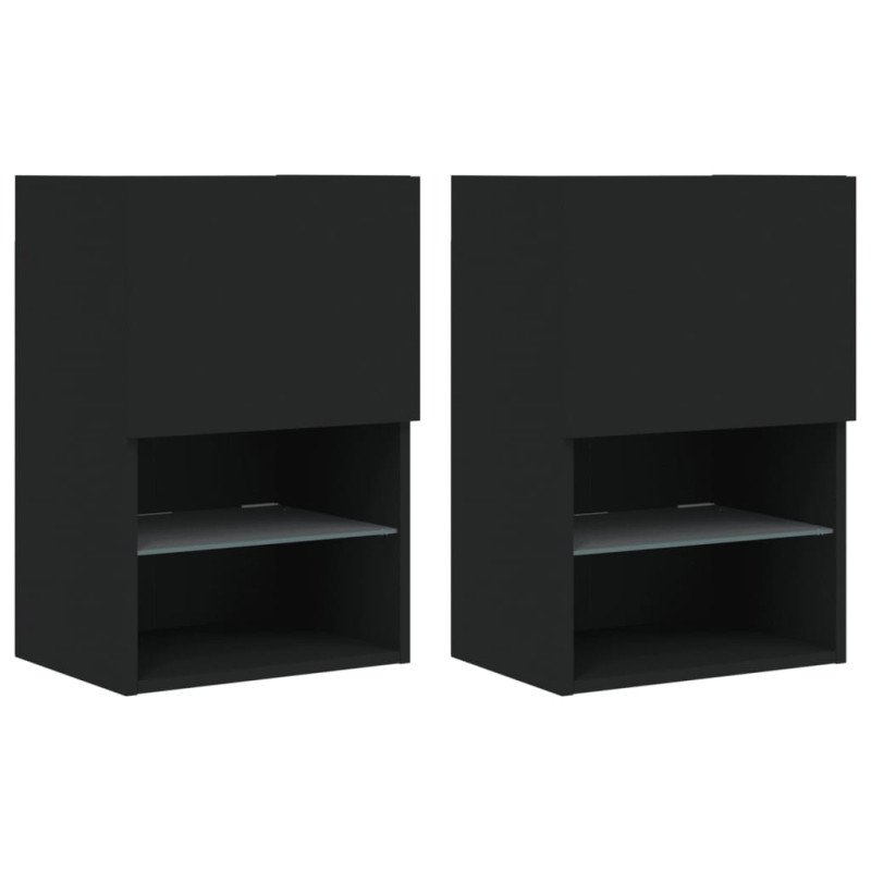 vidaXL TV skrinky s LED svetlami 2 ks čierne 40,5x30x60 cm
