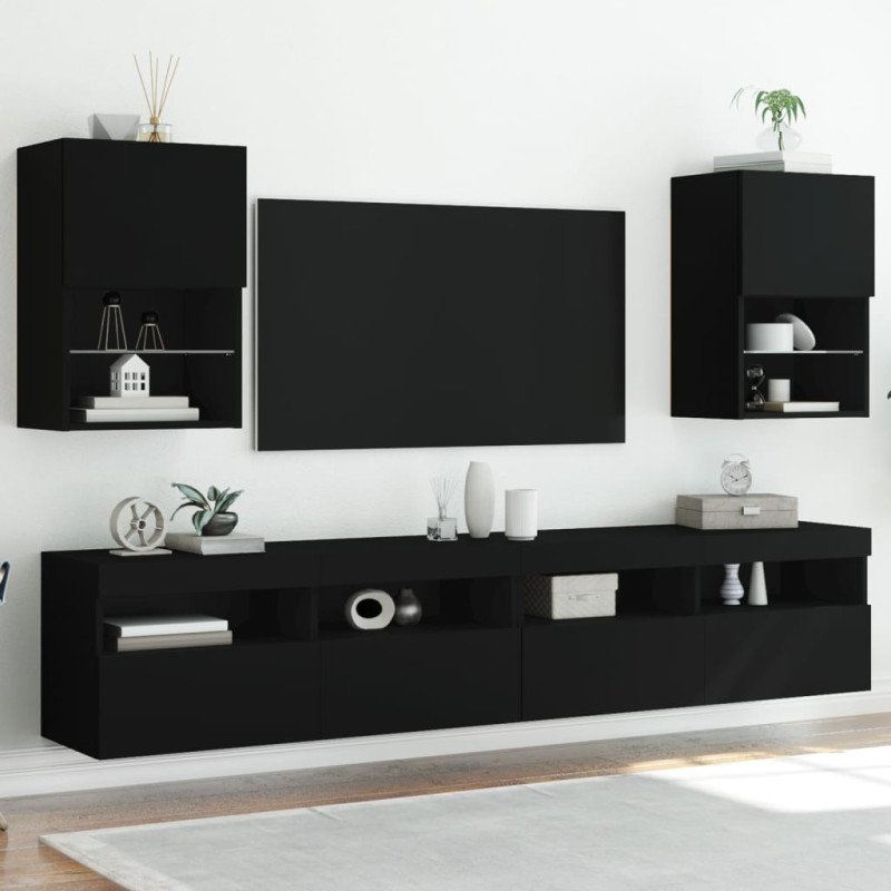 vidaXL TV skrinky s LED svetlami 2 ks čierne 40,5x30x60 cm