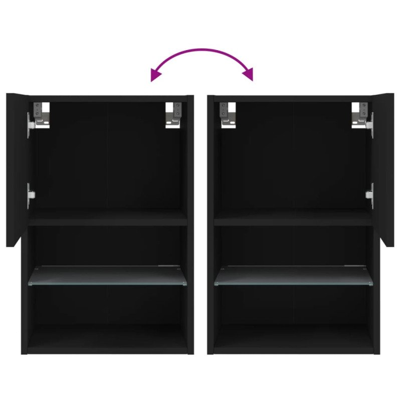 vidaXL TV skrinky s LED svetlami 2 ks čierne 40,5x30x60 cm