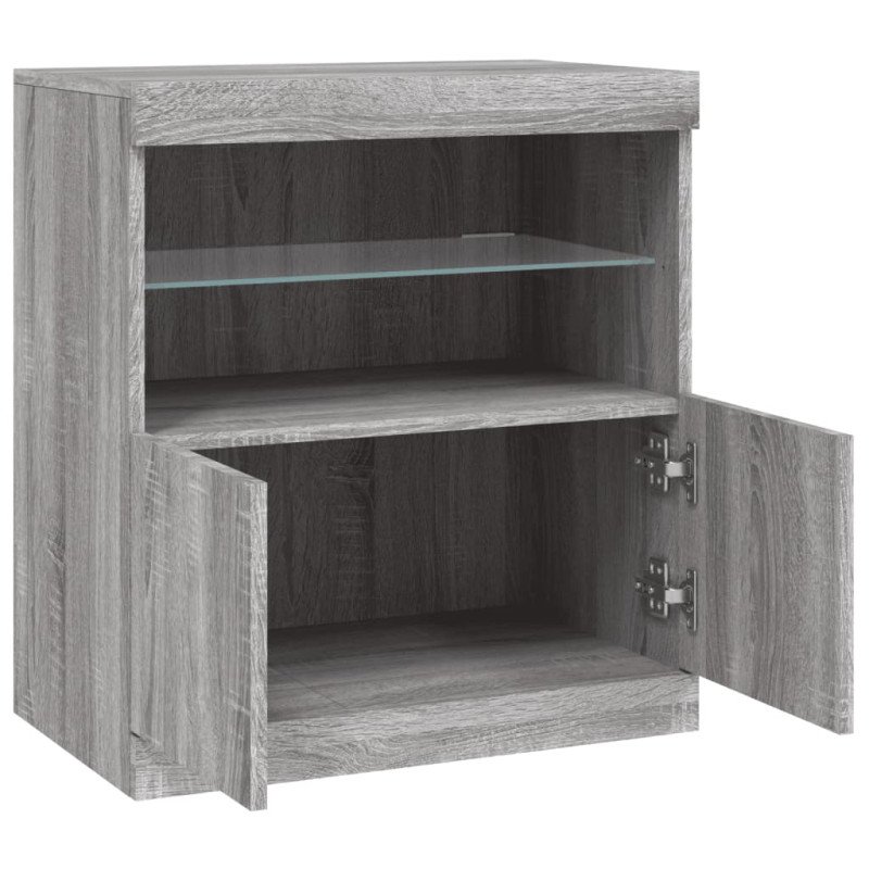vidaXL Komoda s LED svetlami sivá sonoma 60,5x37x67 cm