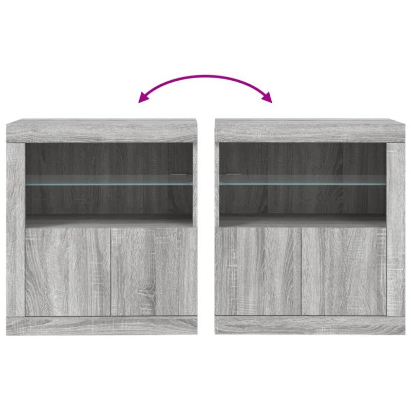 vidaXL Komoda s LED svetlami sivá sonoma 60,5x37x67 cm