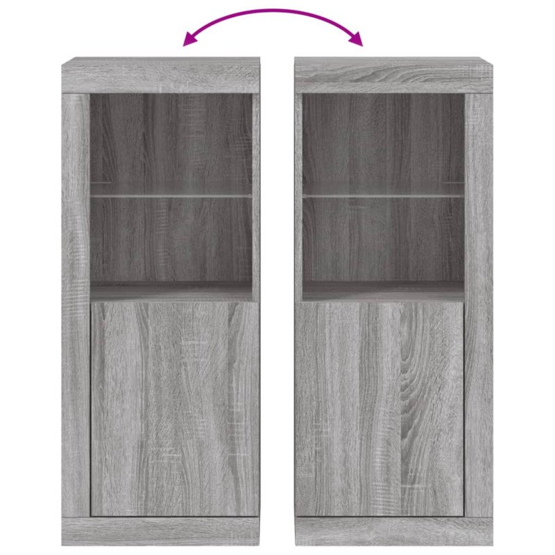 vidaXL Komoda s LED svetlami sivá sonoma 41x37x100 cm