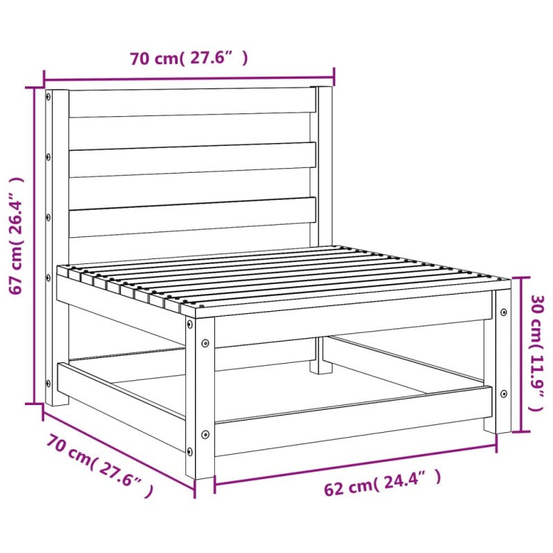 vidaXL Záhradné pohovky bez podrúčok 3 ks 70x70x67 cm masívna borovica