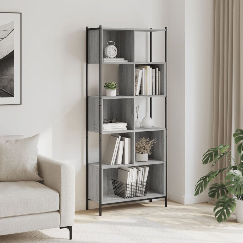 vidaXL Knižnica sivá sonoma 72x28x172 cm kompozitné drevo