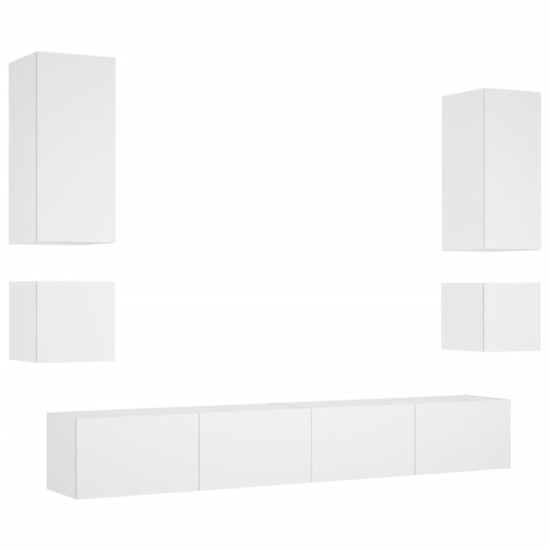 vidaXL 6-dielne TV nástenné skrinky s LED svetlami biele