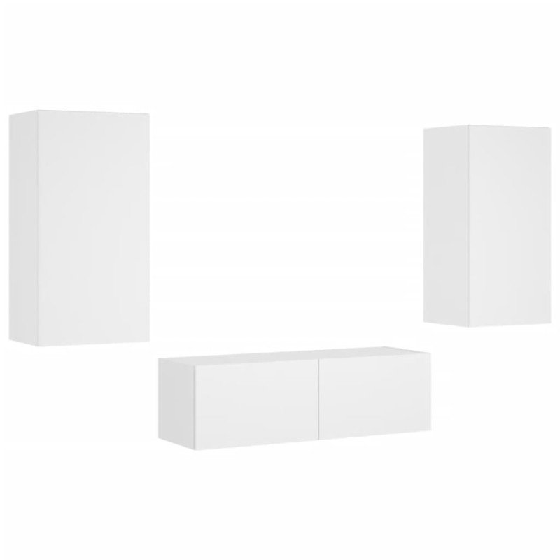 vidaXL 3-dielne TV nástenné skrinky s LED svetlami biele