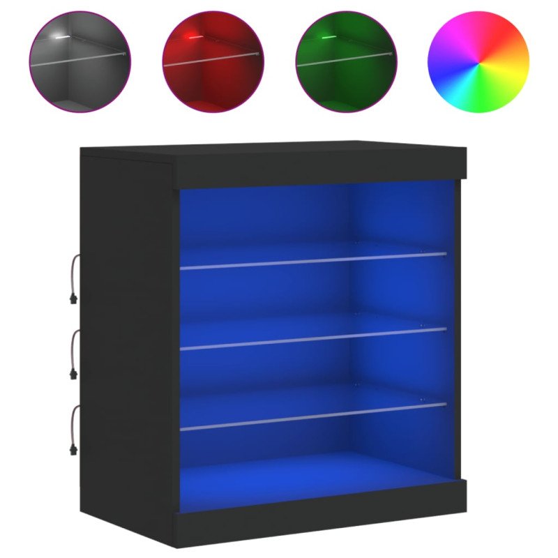 vidaXL Komoda s LED svetlami čierna 60,5x37x67 cm