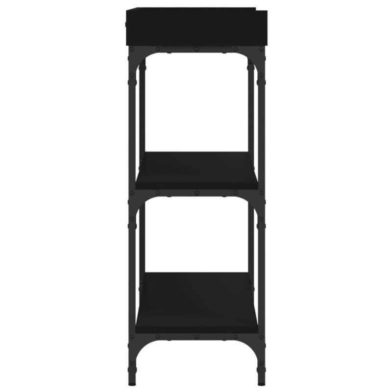 vidaXL Konzolový stolík s policami čierny 100x30x80 cm