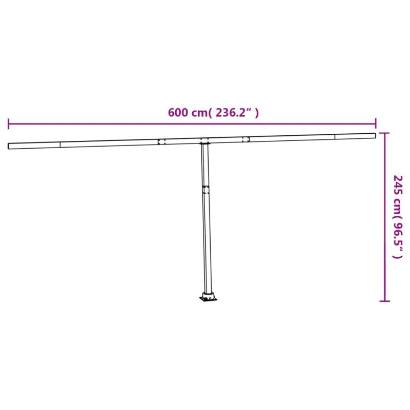 vidaXL Súprava markízových stĺpikov antracitová 600x245 cm železo 