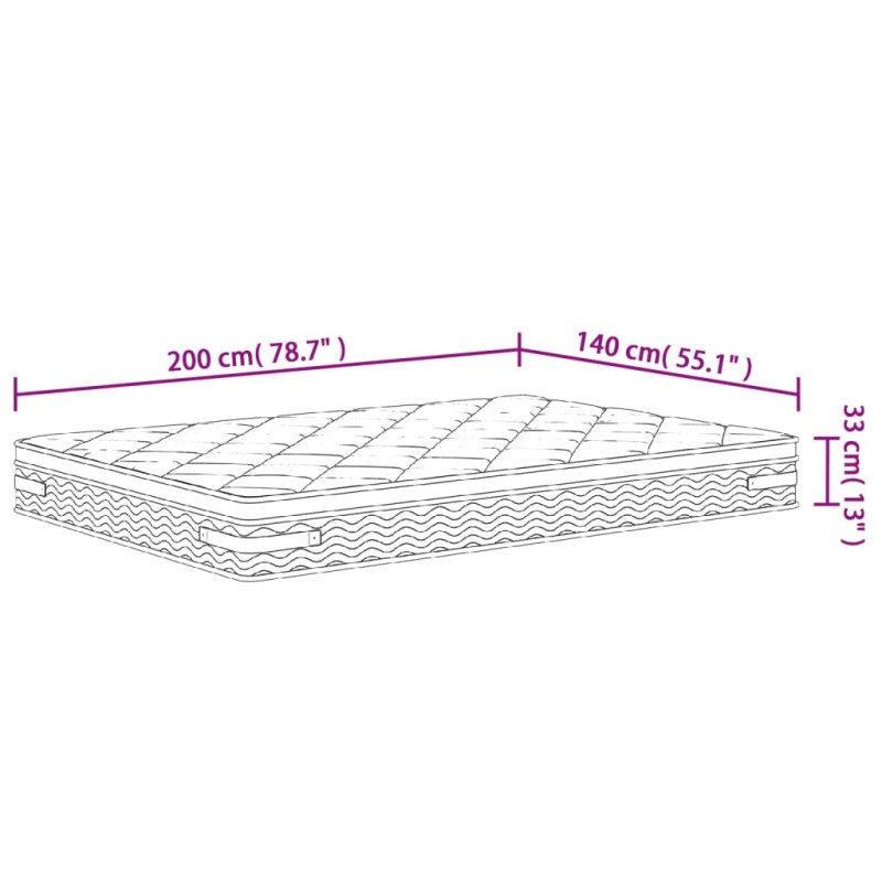 vidaXL Taštičkový pružinový matrac stredne tvrdý plus 140x200 cm