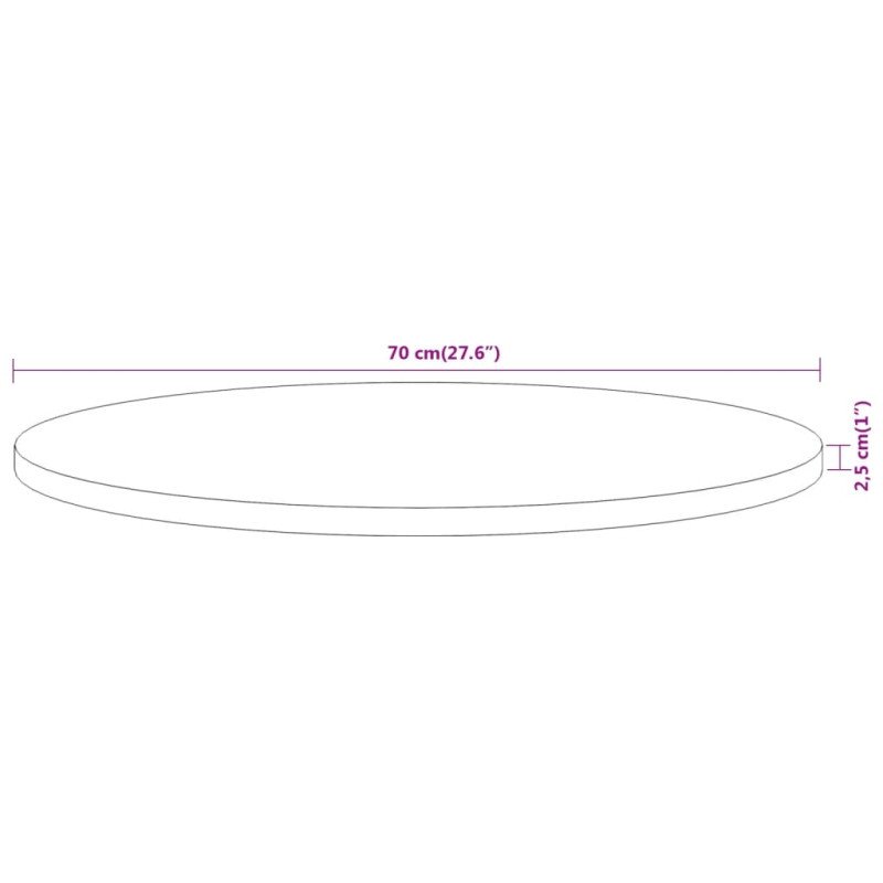 vidaXL Stolová doska Ø70x2,5 cm okrúhla akáciový masív