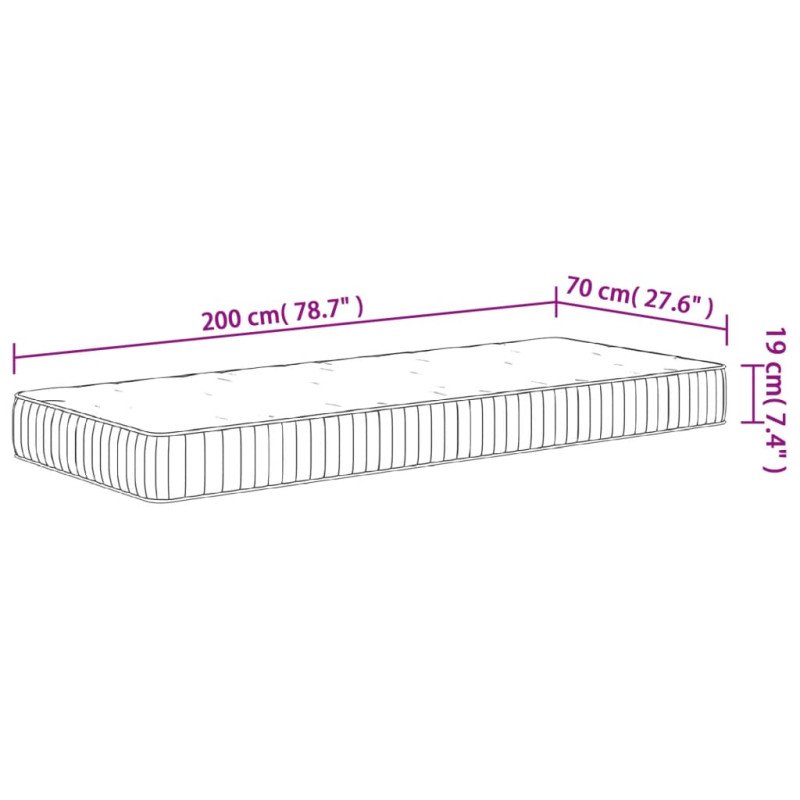 vidaXL Taštičkový pružinový matrac stredne 70x200 cm