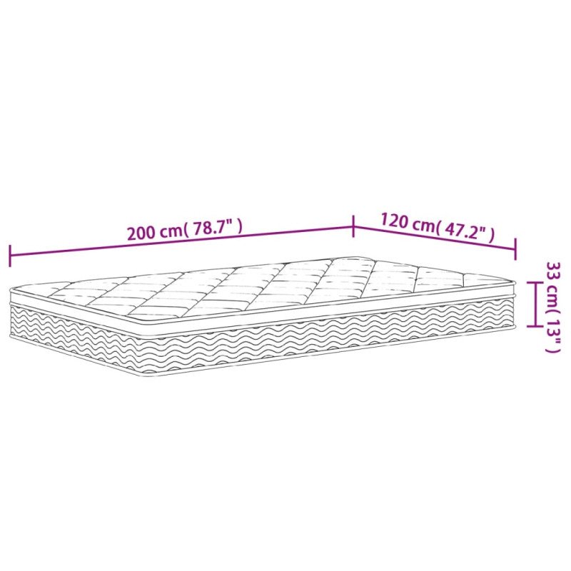 vidaXL Taštičkový pružinový matrac stredne tvrdý plus 120x200 cm