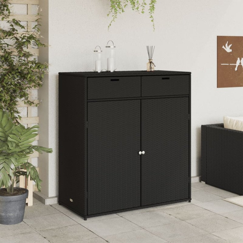 vidaXL Záhradná úložná skriňa čierna 105x55x113 cm polyratan