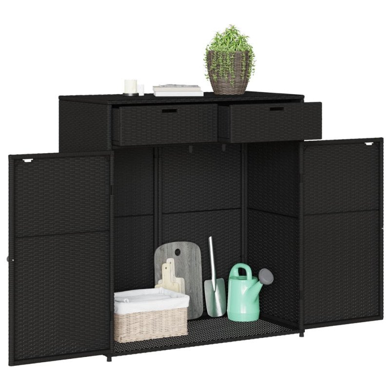 vidaXL Záhradná úložná skriňa čierna 105x55x113 cm polyratan