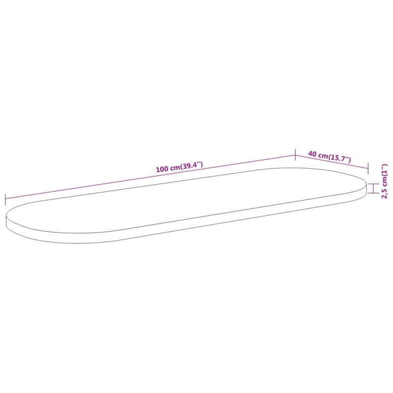 vidaXL Stolová doska 100x40x2,5 cm oválna masívna akácia
