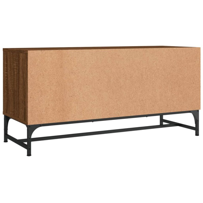 vidaXL TV skrinka so sklenenými dvierkami hnedý dub 102x37x50 cm