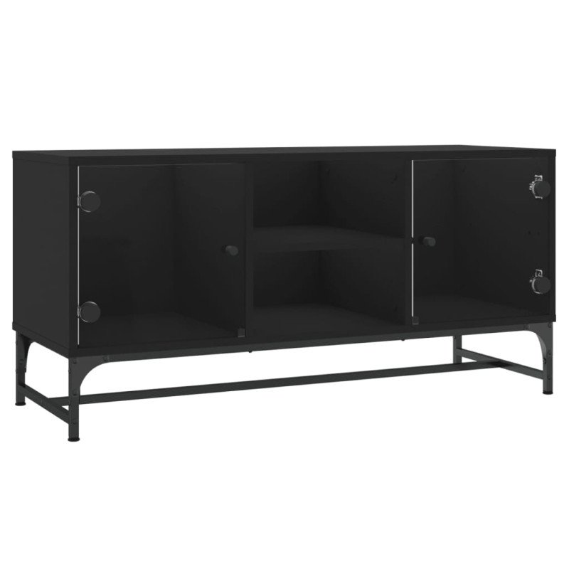 vidaXL TV skrinka so sklenenými dvierkami čierna 102x37x50 cm