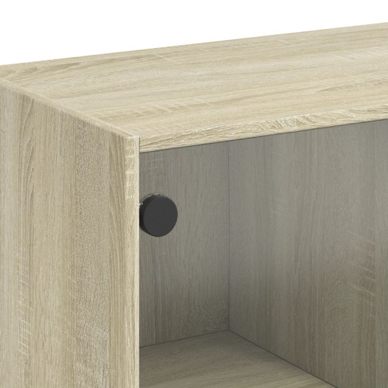 vidaXL Konferenčný stolík sklenené dvierka dub sonoma 102x50x42cm
