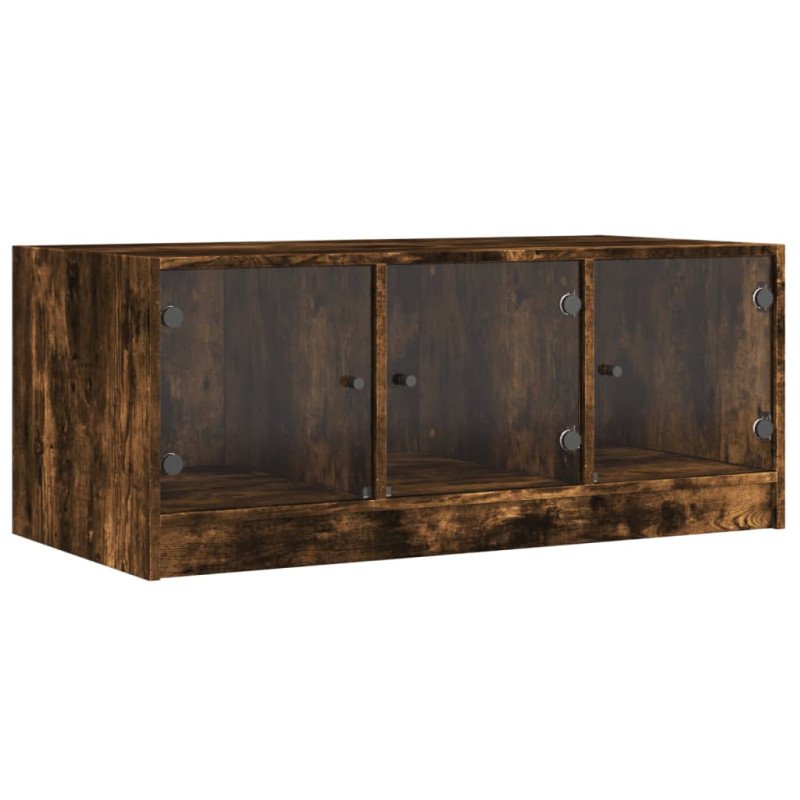vidaXL Konferenčný stolík sklenené dvierka dub sonoma 102x50x42 cm