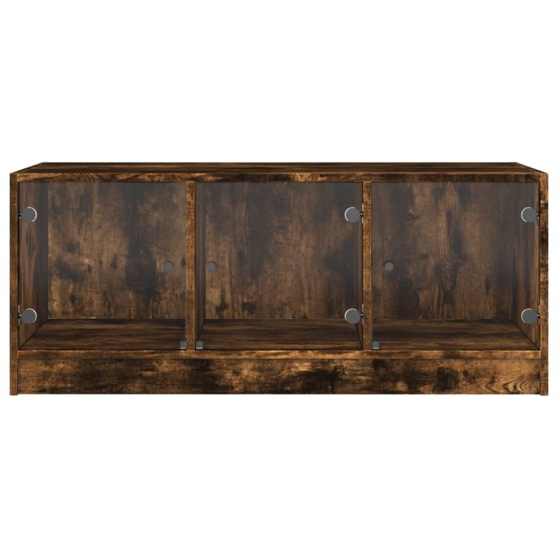 vidaXL Konferenčný stolík sklenené dvierka dub sonoma 102x50x42 cm