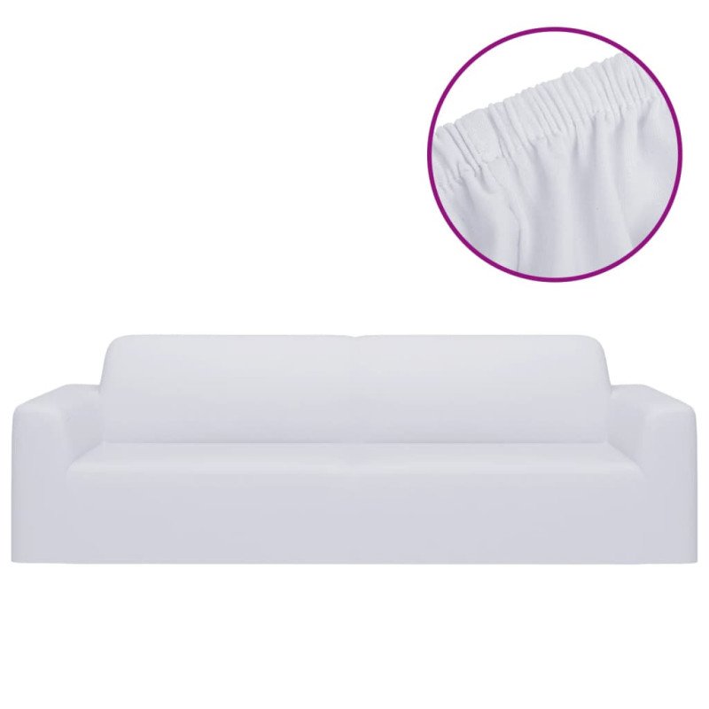 vidaXL Naťahovací prehoz na 3-miestnu pohovku biely polyester Jersey