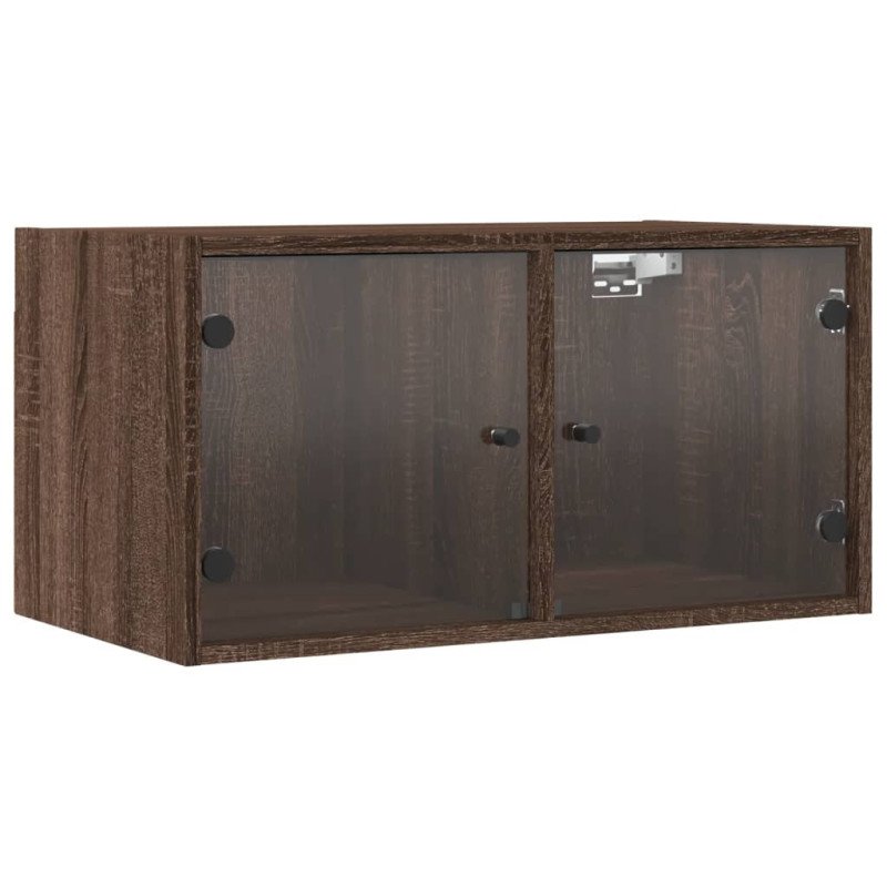 vidaXL Nástenné skrinky sklenené dvierka 2 ks hnedý dub 68,5x37x35 cm