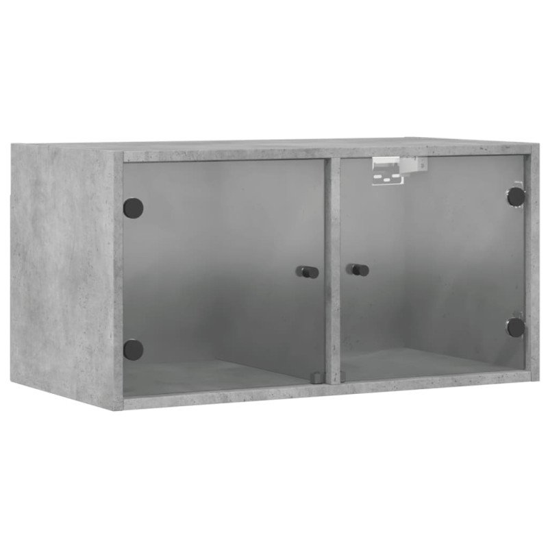 vidaXL Nástenné skrinky sklenené dvierka 2 ks betónové 68,5x37x35 cm
