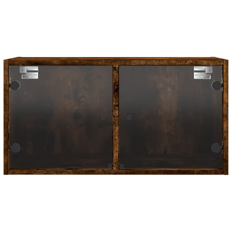 vidaXL Nástenné skrinky sklenené dvierka 2 ks dymový dub 68,5x37x35 cm