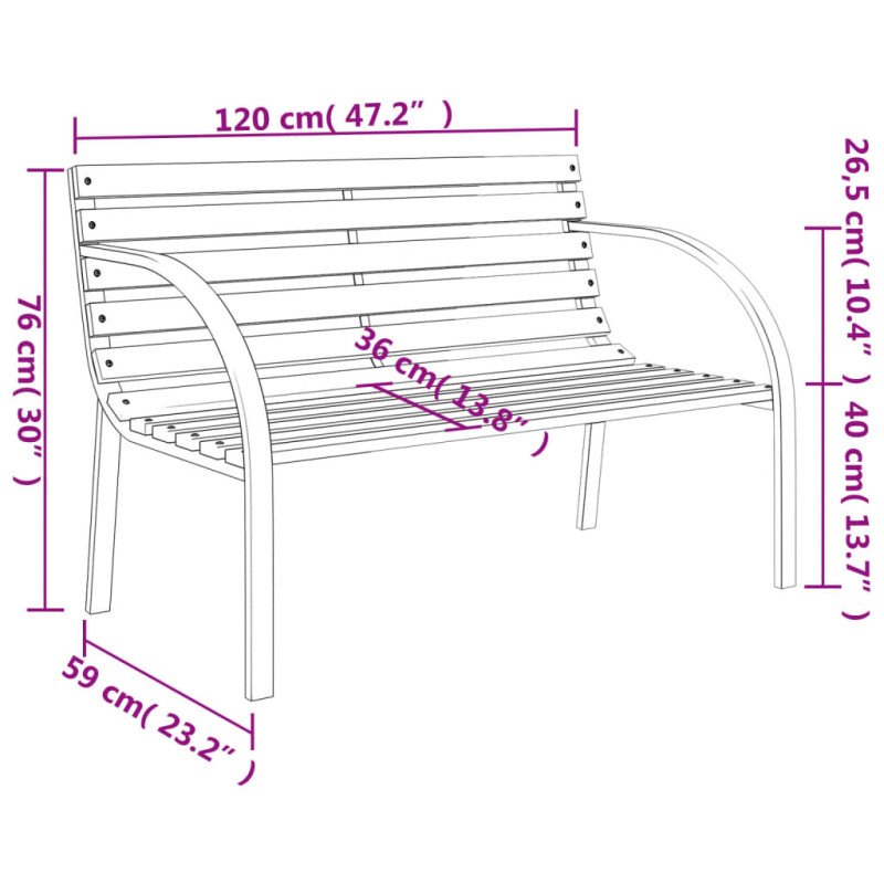 vidaXL Záhradná lavička 120 cm, sivá, drevo