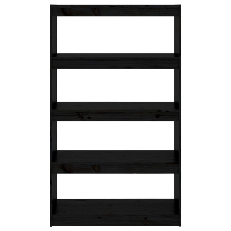 vidaXL Knižnica/deliaca stena čierna 80x30x135,5 cm masívna borovica