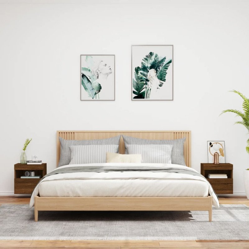 vidaXL TV nástenné skrinky s LED svetlami 2 ks hnedý dub 40x30x40 cm