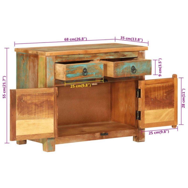 vidaXL Komoda 68x35x55 cm masívne recyklované drevo 