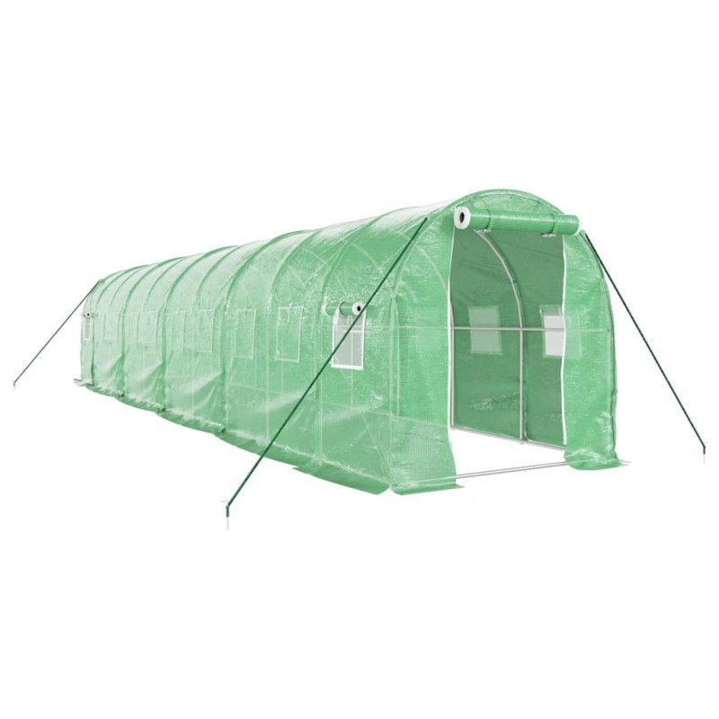 vidaXL Fóliovník s oceľovým rámom zelený 20 m² 10x2x2 m