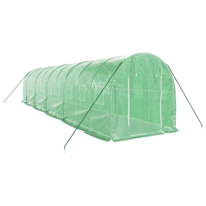 vidaXL Fóliovník s oceľovým rámom zelený 20 m² 10x2x2 m
