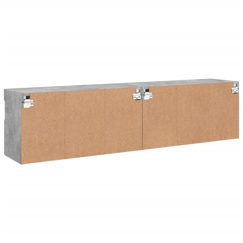 vidaXL TV nástenné skrinky s LED svetlami 2 ks betón. sivé 80x30x40 cm