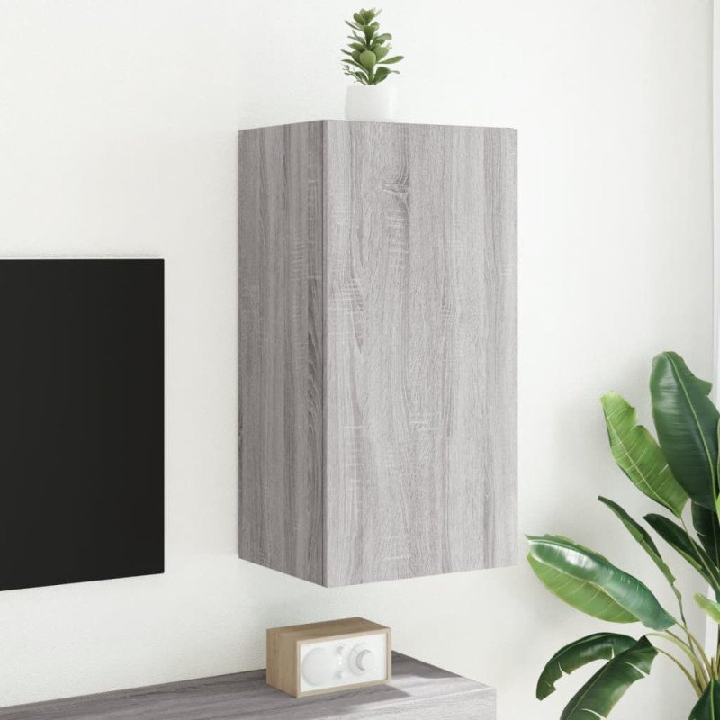 vidaXL TV nástenná skrinka s LED svetlami sivá sonoma 40,5x35x80 cm