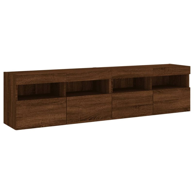 vidaXL TV nástenné skrinky s LED svetlami 2 ks hnedý dub 80x30x40 cm